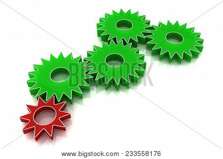 Think And Look At The Other, Gears Are Driven. 3d Image Renderer