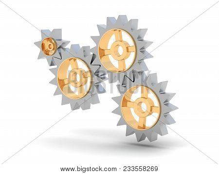 Think And Look At The Other, Gears Are Driven. 3d Image Renderer
