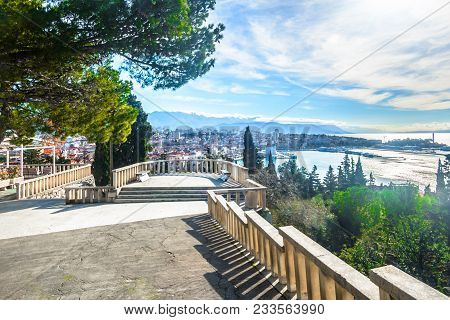Scenic View At Famous Viewpoint In Split City, Popular Tourist Attraction And Sightseeing Spot In Cr