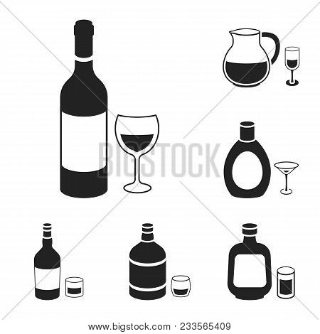 Types Of Alcohol Black Icons In Set Collection For Design. Alcohol In Bottles Vector Symbol Stock  I