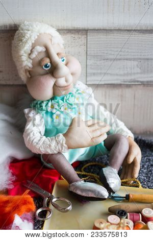 Home Production Of Sintepon And Button Dolls Is Handmade. Dolls Are Like People.