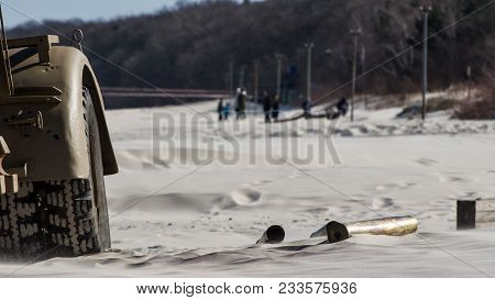 Cannon - Cartridge After Ammunition On The Beach
