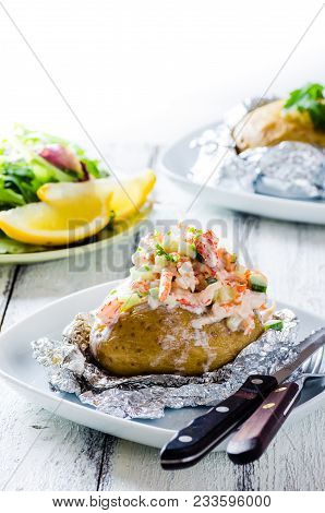 Swedish Topped Backed Potato With Shrimp