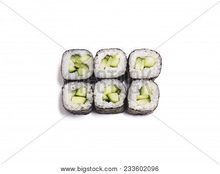 Rolls With Cucumber On White Background