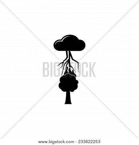 Thunderstorm Over A Tree Icon. Element Of Weather Icon. Premium Quality Graphic Design. Signs And Sy