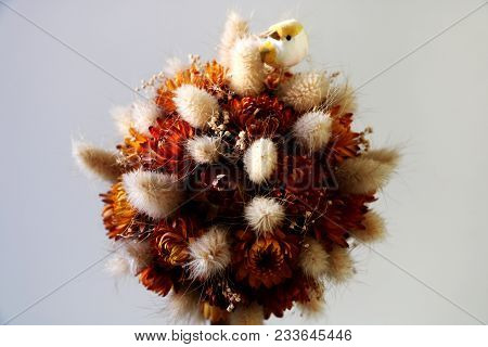 Decorative Ornament Of Flowers And The Image Of Nestling. Isolated.