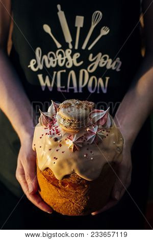Easter Cakes - Traditional Kulich, Paska Easter Bread. Homemade Family Cakes. Traditional Easter Spr