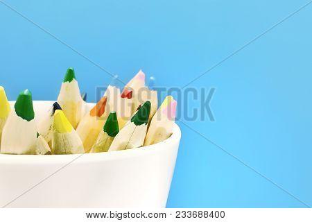 Creative Top View Photo Of Workspace Desk Table In Office With Color Pencils With Copy Space For Tex