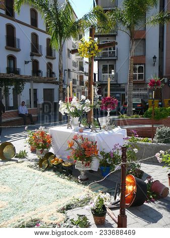 Alora, Spain - May 3, 2009: Wooden Cross In Celebration Of The May Cross Day In Alora, Andalucia
