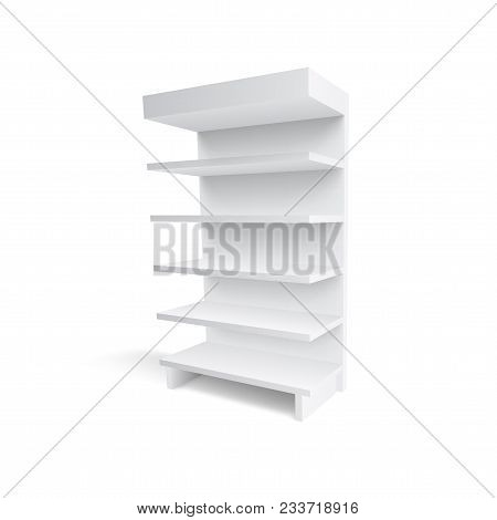3d Empty Showcase Display With Retail Shelves. Eps10 Vector
