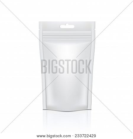 White Glossy Foil Doy Pack With Zipper For Food Or Cosmetics