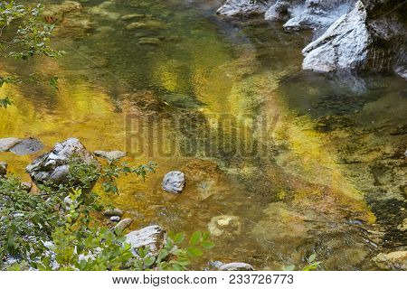 Mountain Fast River In The Mountains Of Italy