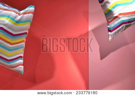 Design Photo Of Levitation Pillow With Multi Color And Copy Space For Text,blank Empty For Words On 