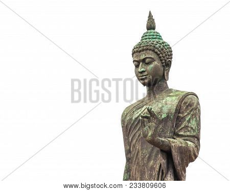 Buddha Statue And White Background In Phutthamonthon Park Nakhonpathom, Thailand