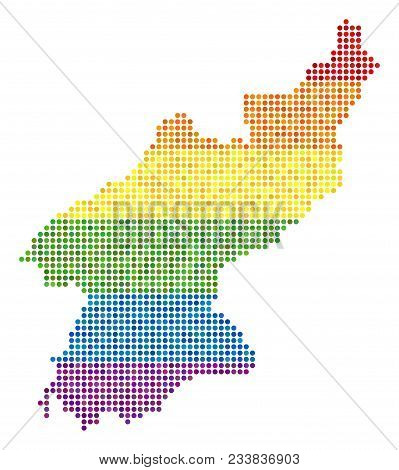 A Dotted Lgbt Pride North Korea Map For Lesbians, Gays, Bisexuals, And Transgenders. Vector Homosexu