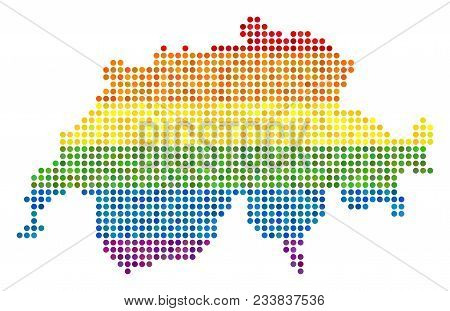 A Dotted Lgbt Pride Swissland Map For Lesbians, Gays, Bisexuals, And Transgenders. Vector Homosexual