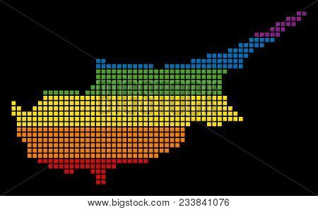 A Pixel Lgbt Pride Cyprus Island Map For Lesbians, Gays, Bisexuals, And Transgenders. Vector Homosex