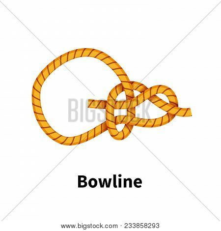 Bowline Sea Knot. Bright Colorful How-to Guide Isolated On White