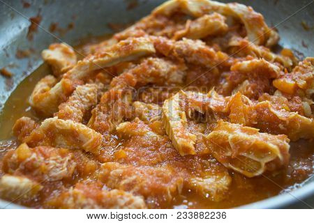 Panful Of Roman Style Tripe Or Trippa Alla Romana