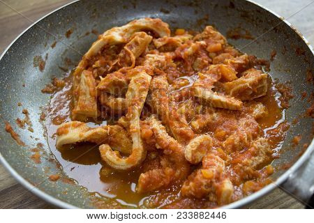 Panful Of Roman Style Tripe Or Trippa Alla Romana