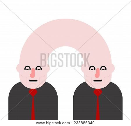 Siamese Twins Isolated. Fused People. Vector Illustration