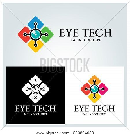 Eye Tech Logo Design Template . Vector Illustration