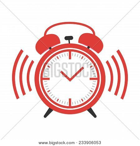 Clock. Loud Ringing Alarm Clock. Vector Illustration Isolated On White Background.