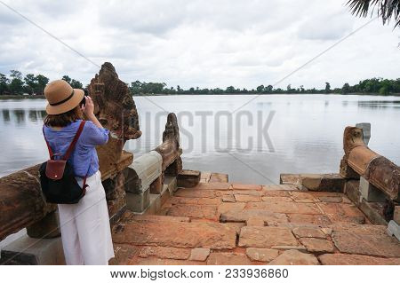 Srah Srang In Angkor. A Famous Historical Siteunesco World Heritage In Angkor, Siem Reap, Cambodia.
