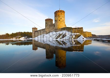 Olavinlinna Fortress On A March Evening. Savonlinna, Finland