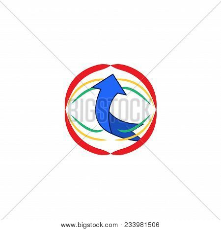 Modern Logo Fast Simple Stylised. Rainbow And Arrow. Creative Illustration In Colorful Tone. Abstrac