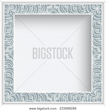 Square Frame With Lace Border Pattern, Vintage Ornamental Photo Frame, Elegant Decoration For Greeti