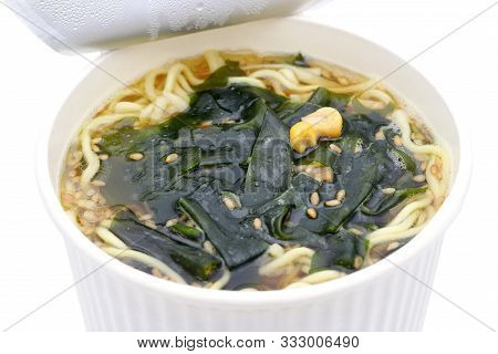 Instant Noodles In Cup Isolated On White Background