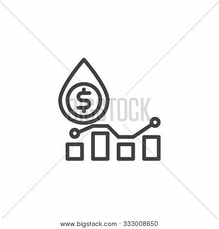 Oil Price Graph Line Icon. Linear Style Sign For Mobile Concept And Web Design. Oil Industry Profit 