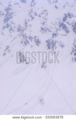 Tateyama, Japan - April 21, 2019 : Cable Car At Tateyama Kurobe Alpine Route, Japan, Japanese Alp In