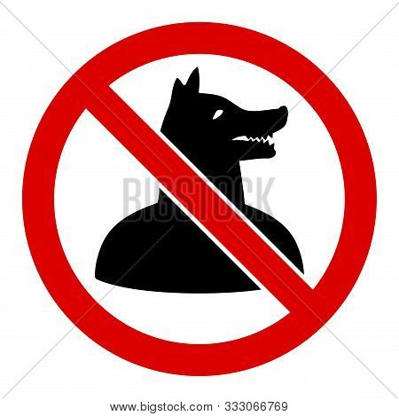 No Dog Man Raster Icon. Flat No Dog Man Symbol Is Isolated On A White Background.