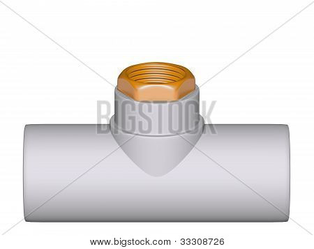 Fitting - Pvc Connection Wye Inside Screw Thread  90° Isolated On White Background