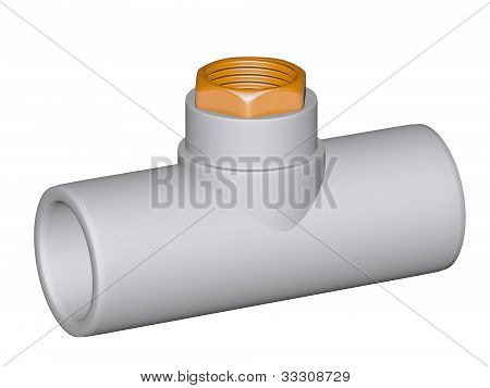 Fitting - Pvc Connection Wye Inside Screw Thread  90° Isolated On White Background