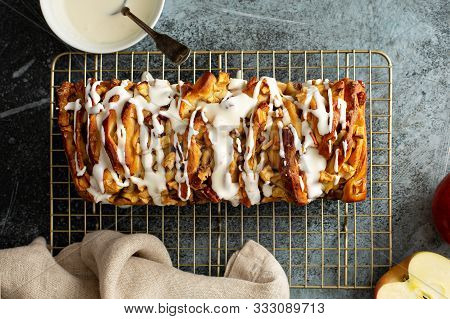 Apple Pecan Pull Apart Bread With Cream Cheese Frosting