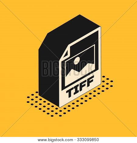 Isometric Tiff File Document. Download Tiff Button Icon Isolated On Yellow Background. Tiff File Sym