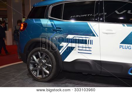 Paris, France - October 02, 2018: Citroen C5 Aircross Hybrid Concept At Paris Motor Show