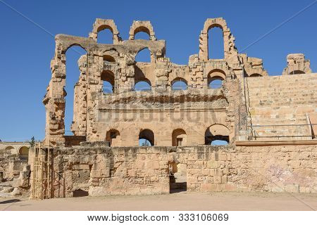 Roman Amphitheater Of El Jem On Tunisia