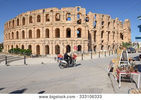 Roman Amphitheater Of El Jem On Tunisia, Unesco World Heritage