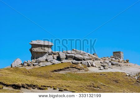 Natural Rock Formation In The Area On The Bucegi Mountains Plateau - Babele, Romania.