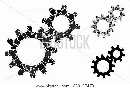 Reduction Gears Composition Of Uneven Elements In Different Sizes And Color Tones, Based On Reductio