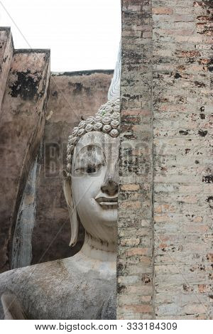 The Ancient Phra Ajana Buddha Image Statue At Srichum Temple In The Old Historical Park In Sukhothai