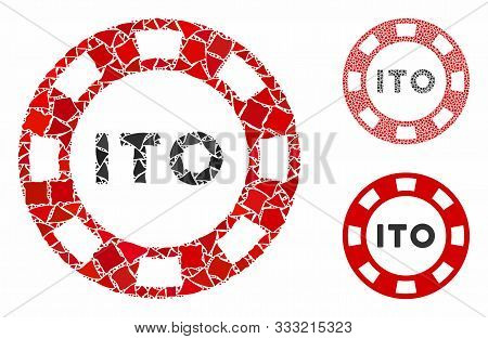 Ito Token Mosaic Of Rough Pieces In Variable Sizes And Color Hues, Based On Ito Token Icon. Vector R
