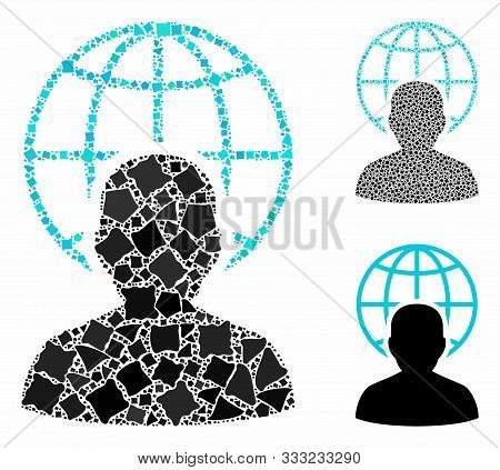 Global Governor Mosaic Of Rough Elements In Different Sizes And Color Tinges, Based On Global Govern