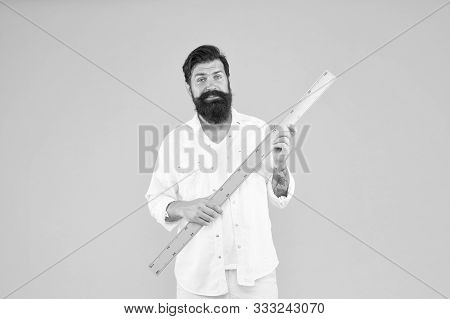 Who Is Incapable Of Learning Has Taken To Teaching. School Teacher With Ruler Teaching Geometry On Y