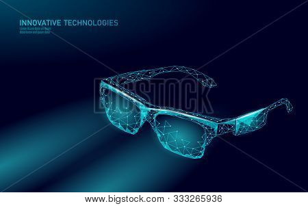 Virtual Augmented Reality Glasses Low Poly. Innovation Media Entertainment Polygonal Concept. Techno