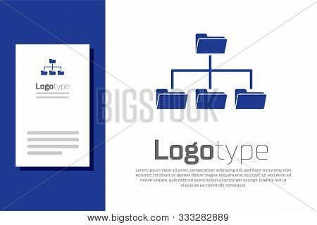 Blue Folder Tree Icon Isolated On White Background. Computer Network File Folder Organization Struct